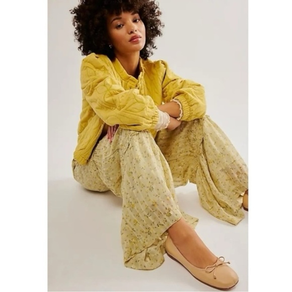 Free People Dainty Ethereal Cottage Prairie Tiered Wide Leg Pants Size Large NEW - Picture 4 of 15